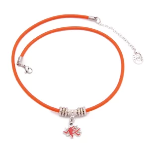 ART - COLLANA - KEITH HARING IN PELLE ROSSA
