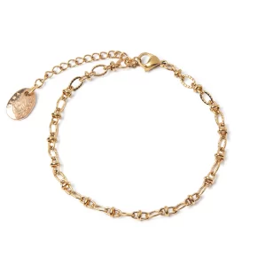 BASIC - BRACCIALE A CATENA IN ACCIAIO DORATO LISCIO E ZIGRINATO