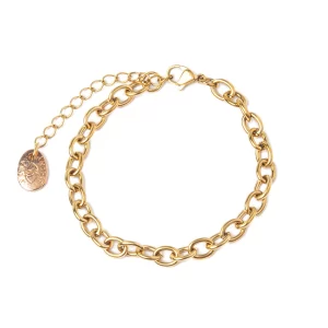 BASIC - BRACCIALE A CATENA IN ACCIAIO DORATO LISCIO