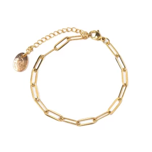 BASIC - BRACCIALE A CATENA LUNGA IN ACCIAIO DORATO LISCIO