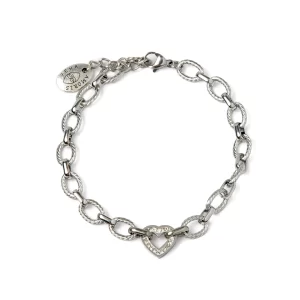BASIC - BRACCIALE A CATENA IN ACCIAIO CON CUORE STRASS
