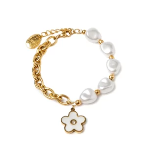 BASIC - BRACCIALE IN ACCIAIO DORATO CON CIONDOLO MARGHERITA