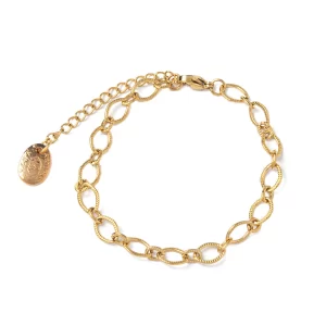 BASIC - BRACCIALE A CATENA IN ACCIAIO DORATO ZIGRINATO