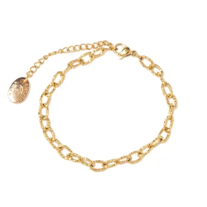 BASIC - BRACCIALE A CATENA IN ACCIAIO DORATO SFACCETTATO