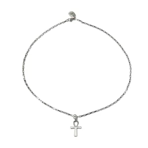 BASIC - COLLANA A CATENA TORCHON IN ACCIAIO CON CROCE EGIZIA