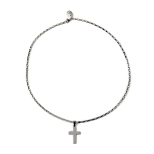 BASIC - COLLANA A CATENA TORCHON IN ACCIAIO CON CROCE